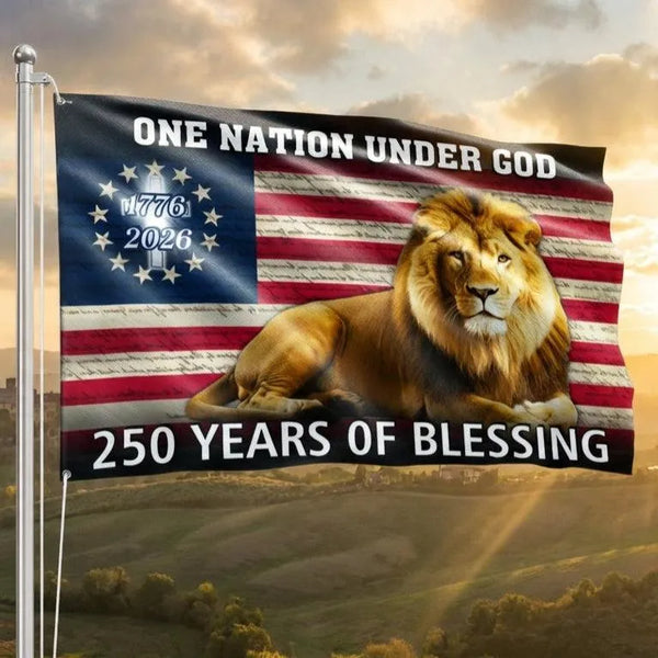 Lion Of Judah Patriotic Flag | 250 Years Of Blessing 1776-2026 | UV-Resistant Polyester | American Heritage Garden Flag