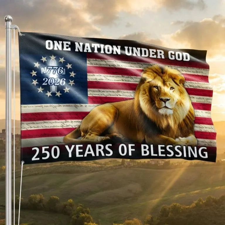 Lion Of Judah Patriotic Flag | 250 Years Of Blessing 1776-2026 | UV-Resistant Polyester | American Heritage Garden Flag