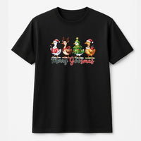 Humorous Christmas Silly Goose Graphic Tee, Merry Goosmas T-Shirt, Adorable Farm Animal Holiday Shirt, Retro Festive Season Xmas Top