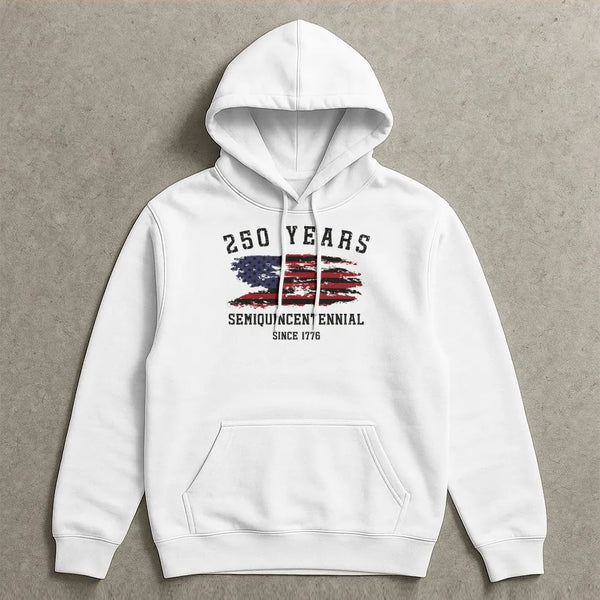 250 Years Semiquincentennial Hoodie | Vintage American Flag 1776-2026 Anniversary Design | Premium Cotton-Polyester Blend | Patriotic Gift for History Lovers