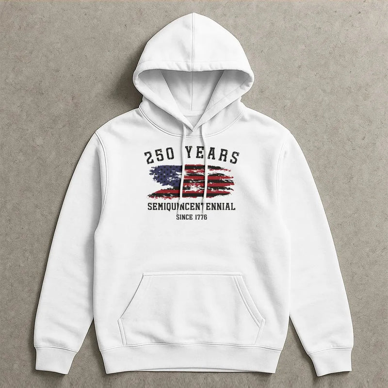 250 Years Semiquincentennial Hoodie | Vintage American Flag 1776-2026 Anniversary Design | Premium Cotton-Polyester Blend | Patriotic Gift for History Lovers
