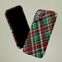 Red Green Holiday Plaid Case, Christmas Tartan Plaid Phone Case iPhone, Festive Buffalo Check iPhone Cover, Dual Layer Tough Phone Case
