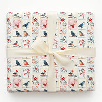 Watercolor Holiday Gift Wrap, Winter Bird Christmas Wrapping Paper, Festive Bird Tile Wrapping Paper, Nature Lover Xmas Wrapping Paper