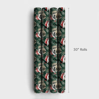 Woodland Animal Gift Wrap, Santa Hat Raccoon Wrapping Paper, Watercolor Christmas Wrapping Paper, Festive Winter Holiday Gift Wrap Paper