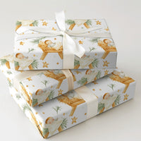 Watercolor Manger Christmas Gift Wrap, Baby Jesus Nativity Wrapping Paper, Christian Holiday Present Wrap, Religious Xmas Wrapping Paper