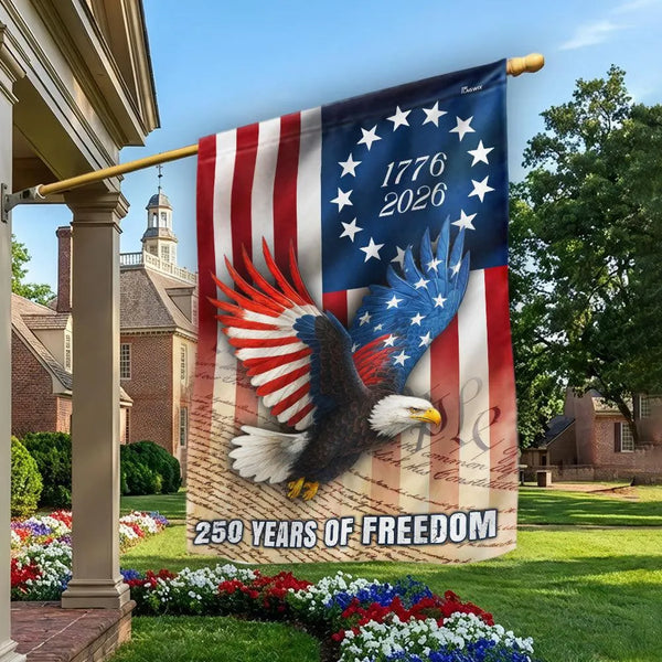 250 Years of Freedom Garden Flag | 1776-2026 Patriotic Eagle We The People | Double-Sided Polyester | Americana Decor Gift