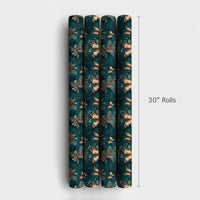 Orange Monarch Botanical Holiday Gift Wrap, Butterfly Holly Christmas Wrapping Paper, Teal Winter Foliage Wrapping Paper, Nature Lover Wrap