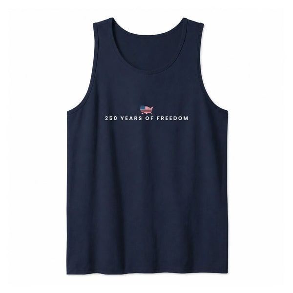 Patriotic 4th of July Tank Top | 250 Years of Freedom USA Map Flag Graphic | Premium Soft Breathable Fabric | Vintage America Gift for Men Women Unisex
