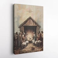 Watercolor Birth of Christ Poster, Holy Family Nativity Wall Art, Religious Christmas Print, Christian Holiday Decor Digital Download Present