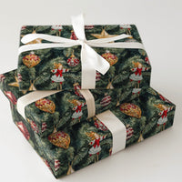 Traditional Ornament Holiday Gift Wrap, Vintage Christmas Tree Wrapping Paper, Angel Bauble Wrapping Paper, Nostalgic Gift Wrap Roll