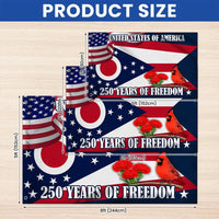 Ohio State Flag 250 Years of Freedom | Commemorative Americana House Flag | UV-Resistant Polyester | Patriotic Home Decor