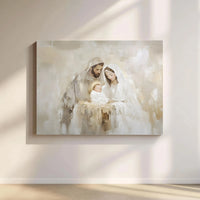 Holy Family Wall Art, Nativity Scene Canvas Print, Christian Nativity Canvas Decor, Abstract Nativity Wall Art, Christmas Canvas Present