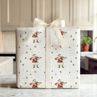 Vintage Santa Christmas Wrapping Paper, Violin Santa Wrapping Paper, Musical Holiday Gift Wrap, Snowy Forest Present Wrapping Paper
