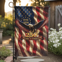 USA 250 Years of Freedom Garden Flag | Patriotic Bald Eagle 1776-2026 America Semiquincentennial | Double Sided Premium Weatherproof Polyester | Veterans Outdoor Yard Decor Gift