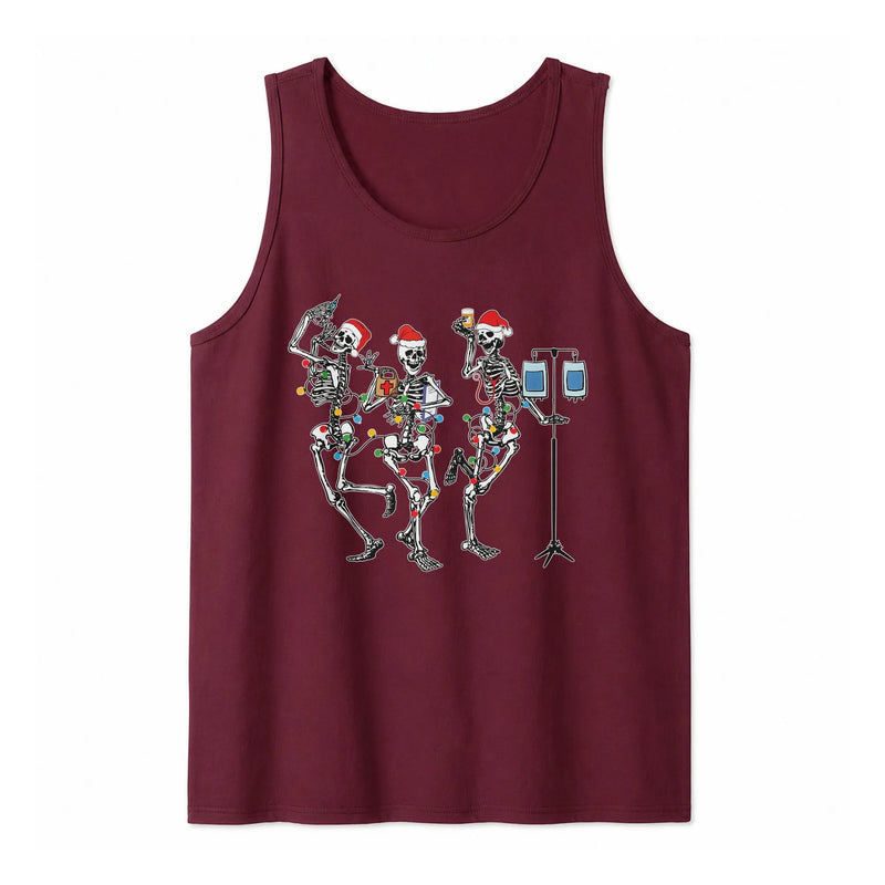 Dancing Skeleton Christmas Tank, Skeleton Christmas Tank Top, Nurse Christmas Sleeveless Tee, Festive Holiday Skeleton Tank, Xmas Present
