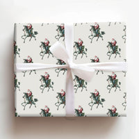 Vintage Horse Holiday Gift Wrap, Santa Claus Equestrian Christmas Wrapping Paper, Retro Country Wrapping Paper Roll, Equine Lover Gift Wrap