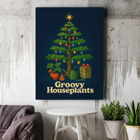Retro Botanical Holiday Poster, Houseplant Christmas Tree Digital Wall Art, Groovy Plant Tree Print, Festive Plant Lover Printable Art