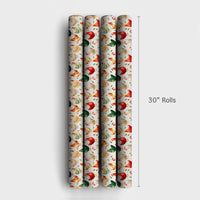 Watercolor Rooster Holiday Gift Wrap, Christmas Chicken Wrapping Paper, Santa Hat Farmhouse Animal Wrapping Paper, Farmer Xmas Gift Wrap