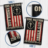 One Nation Under God Garden Flag | 250 Years of Blessing 1776-2026 | Double-Sided Patriotic Cross Design | Americana Home Decor Gift