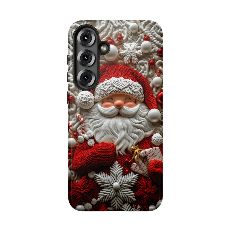 3D Sculpted Clay Samsung Tough Case, Santa Claus Phone Case, Festive Christmas Holiday Phone Cover, Adorable Santa Christmas Phone Case