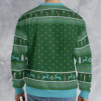 Humorous Holiday Party Sweater, Ugly Christmas Sweatshirt All-Over Print, Retro Festive Xmas Graphic Crewneck, Gag Present for Christmas