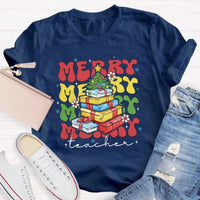 Festive Holiday Graphic Tee, Christmas Tree Teacher T-Shirt, Retro Xmas Teacher Shirt, School Educator Winter Tee, Teacher Christmas Present