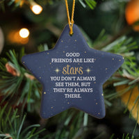 Friendship Quote Star Ornament, Good Friends Are Like Stars Ornament, Best Friend Christmas Ornament, Ceramic BFF Tree Keepsake