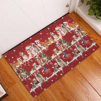 Snowflake Tree Holiday Welcome Mat, English Bulldog Christmas Doormat, Winter Dog Door Mat, Porch Entry Rug, Bulldog Lover Xmas Present