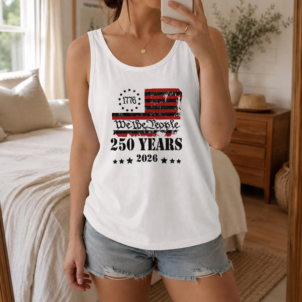 1776 We The People Tank Top | 250 Years 2026 Patriotic American Flag Design | Soft Breathable Unisex Fit | Gift for History Buffs