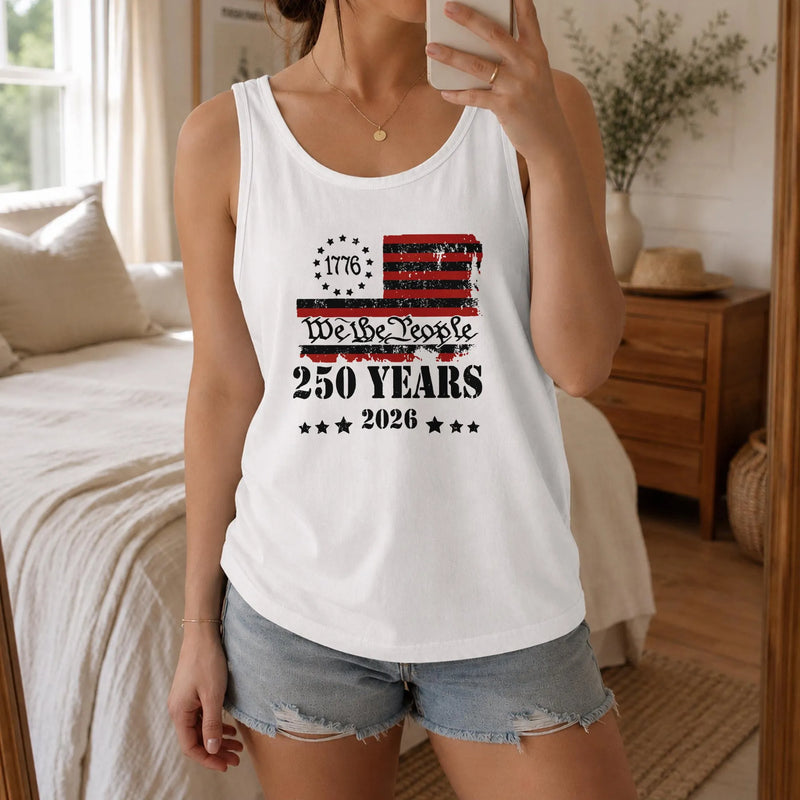 1776 We The People Tank Top | 250 Years 2026 Patriotic American Flag Design | Soft Breathable Unisex Fit | Gift for History Buffs