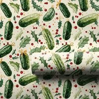 Humorous Holiday Pickle Ornament Gift Wrap, Christmas Pickle Wrapping Paper, Whimsical Secret Santa Wrapping Paper, Adorable Xmas Gift Wrap Roll