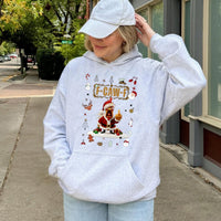 Humorous Santa Chicken Hoodie, F-Caw-F Christmas Hoodie, Rude Holiday Middle Finger Hooded Sweatshirt, Humorous Xmas Farm Animal Present Hoodie