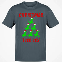 Humorous Dinosaur Holiday Graphic Tee, Christmas Tree Rex Shirt, Adorable Trex Christmas T-Shirt, Festive Dino Lover Shirt, Holiday Season Tee
