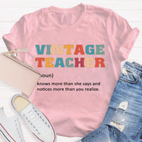 Vintage Teacher Print Graphic T-shirt