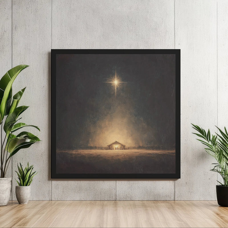 Star of Bethlehem Manger Painting Print, Nativity Scene Canvas Wall Art, Religious Christian Christmas Decor, Digital Download Faith Present