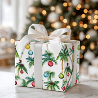 Beach Palm Tree Gift Wrap, Tropical Christmas Wrapping Paper, Coastal Holiday Wrapping Paper, Florida Summer Xmas Present Wrap