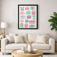Festive Present Wall Art, Colorful Gift Boxes Canvas Art, Holiday Present Canvas Print, Colorful Gift Box Canvas, Christmas Home Decor Present