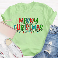 Festive School Holiday Shirt, Merry Christmas Lights Teacher T-Shirt, Adorable Christmas Teacher Graphic Tee, Xmas Educator Present for Teacher