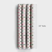 Red Green Plus Sign Gift Wrap, Geometric Christmas Wrapping Paper, Modern Holiday Wrapping Paper, Minimalist Festive Gift Wrapping Paper