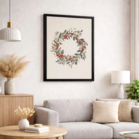 Watercolor Holiday Berry Wreath Art, Red Berry Wreath Canvas Print, Festive Berry Wreath Poster, Christmas Wall Decor, Digital Download