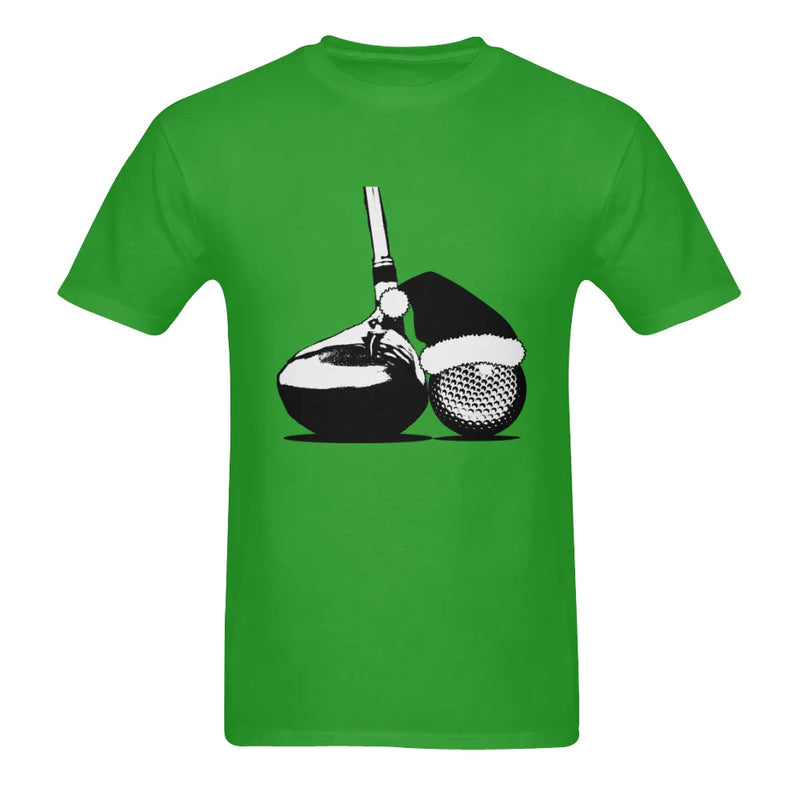 Christmas Golf Shirt, Santa Hat Golf Ball T-Shirt, Holiday Golfer Graphic Tee, Two Sided Sports Tee, Mens Golfer Christmas Present