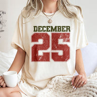 Retro Varsity Number Holiday Shirt, December 25 Christmas T-Shirt, Vintage Christmas Graphic Tee, Holiday Aesthetic T-Shirt Present