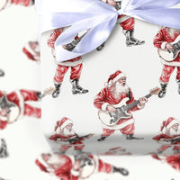 Electric Guitar Santa Wrapping Paper, Rockstar Santa Wrapping Paper, Rock and Roll Christmas Wrapping Paper, Musician Gift Wrap Roll
