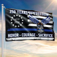 Thin Blue Line Police Flag 250 Years of Freedom | Eagle Badge Design | UV-Resistant Polyester | Law Enforcement Support Gift