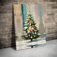 Whimsical Painted Holiday Canvas, Pastel Christmas Tree Canvas, Colorful Xmas Tree Canvas, Festive Seasonal Home Decor, Winter Holiday Present