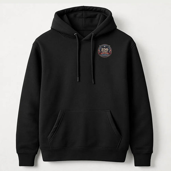250 Years Anniversary Hoodie | Commemorative Eagle Badge Design | Premium Cotton-Polyester Blend | Patriotic Gift for History Lovers