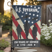U.S. Veteran Garden Flag | Patriotic 250 Years of Service Design | Double-Sided Weather-Resistant Fabric | Memorial Day Gift for Military