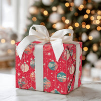 Vintage Ornament Holiday Gift Wrap, Retro Disco Ball Christmas Wrapping Paper, Disco Ball Sparkle Wrapping Paper, Festive Xmas Gift Wrap
