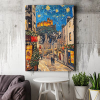 Starry Night Cityscape Canvas Art, Edinburgh Castle Canvas Print, Scotland Travel Wall Canvas, Christmas Wall Art, City Souvenir Home Decor