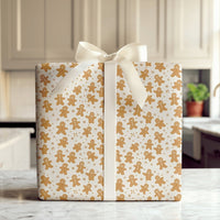 Holiday Cookie Pattern Gift Wrap Paper, Gingerbread Man Christmas Wrapping Paper, Adorable Winter Holiday Present Paper, Xmas Gift Wrap